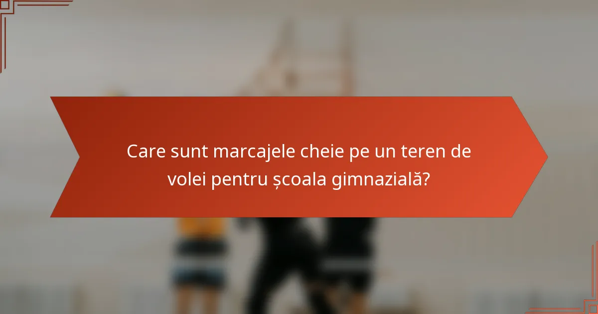Care sunt marcajele cheie pe un teren de volei pentru școala gimnazială?