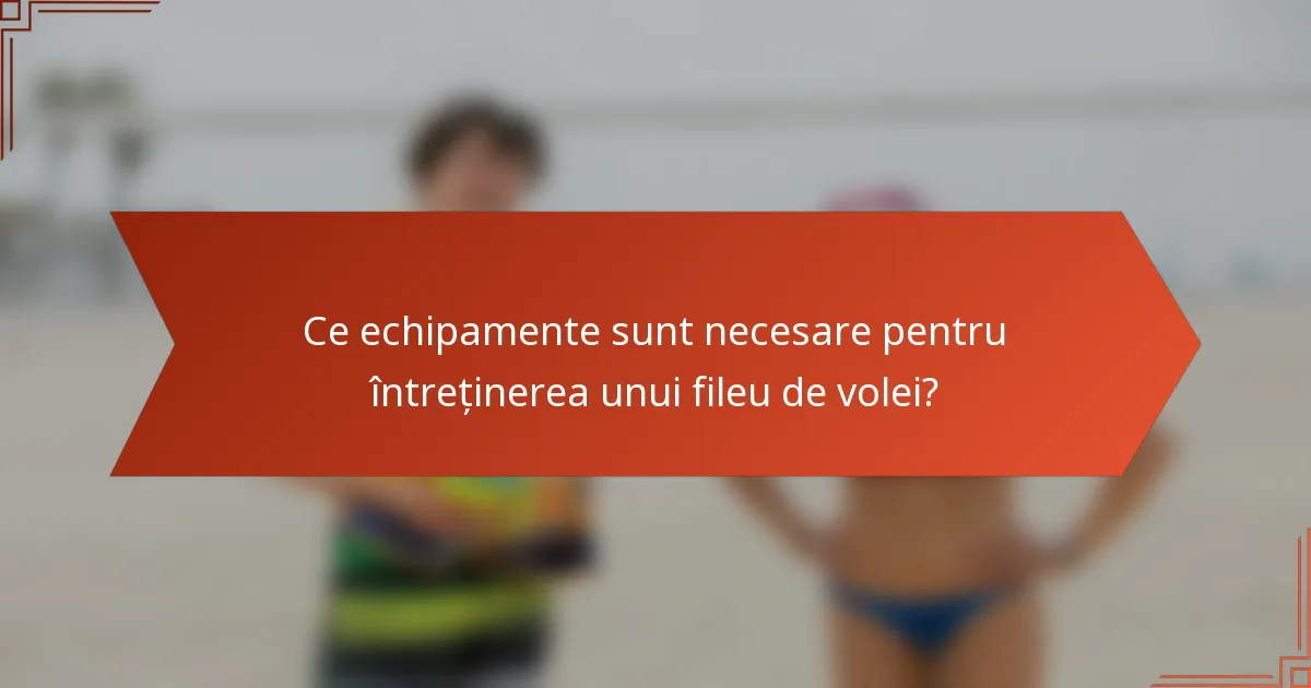 Ce echipamente sunt necesare pentru întreținerea unui fileu de volei?