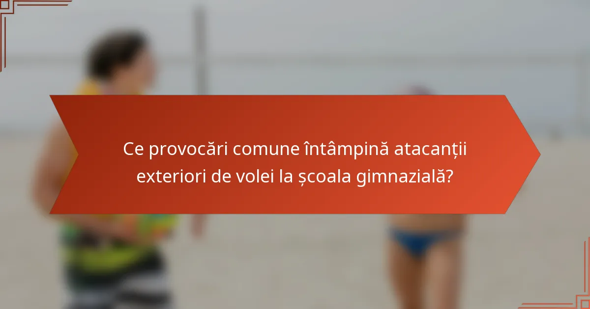 Ce provocări comune întâmpină atacanții exteriori de volei la școala gimnazială?